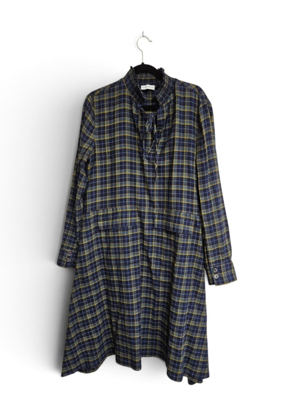 Scanlan Theodore Plaid Long Sleeve Midi Dress Size 4 Cotton Fall Academia Casual